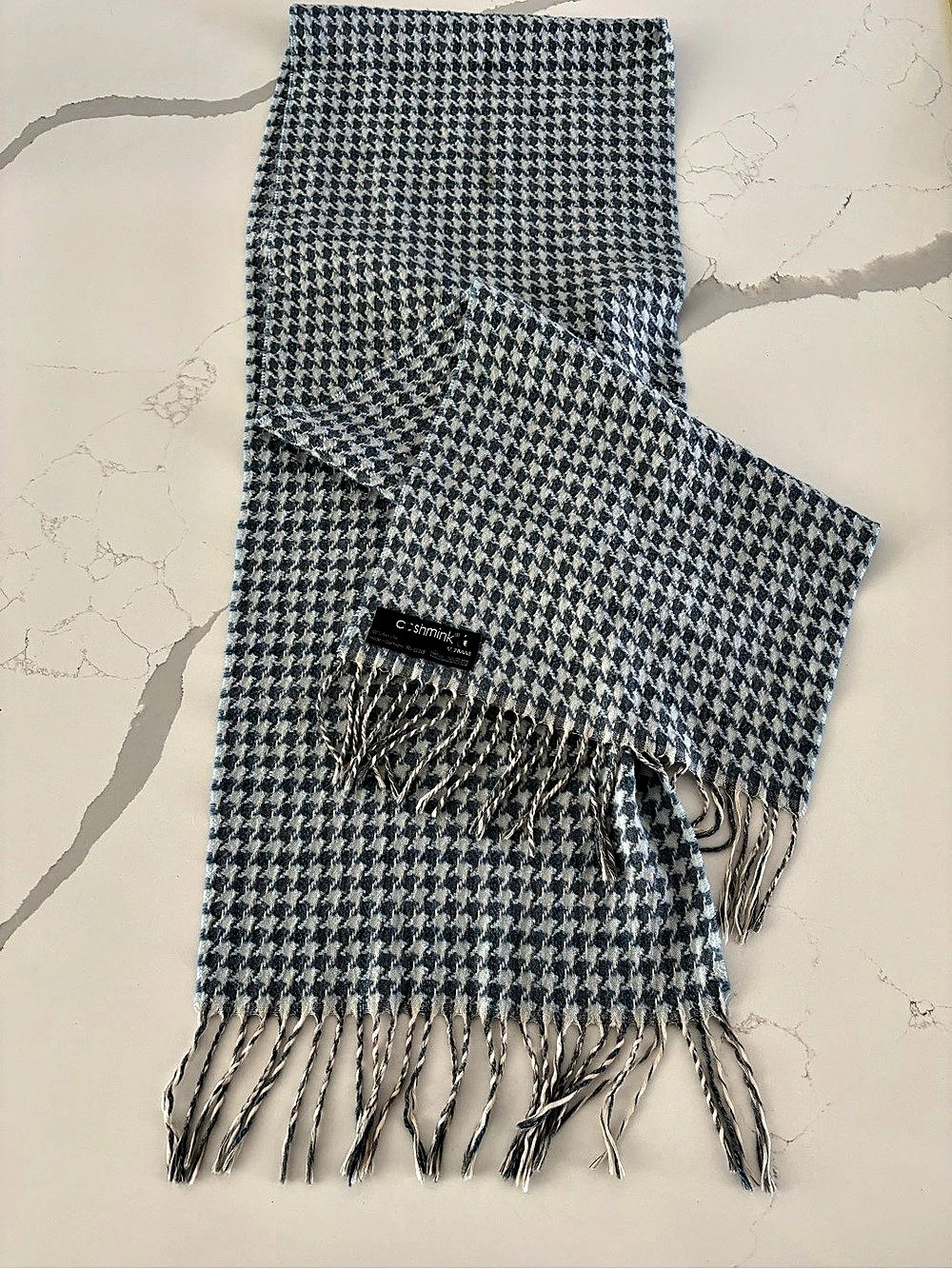 V. Fraas Cashmink Scarf in Blue & Grey Made in Germany 12x62